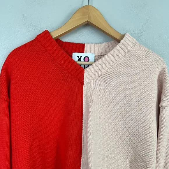 Kerri Rosenthal XOKR Sweater Red Pink Radiant Heart V-Neck Valentine's Size XS - Picture 4 of 11